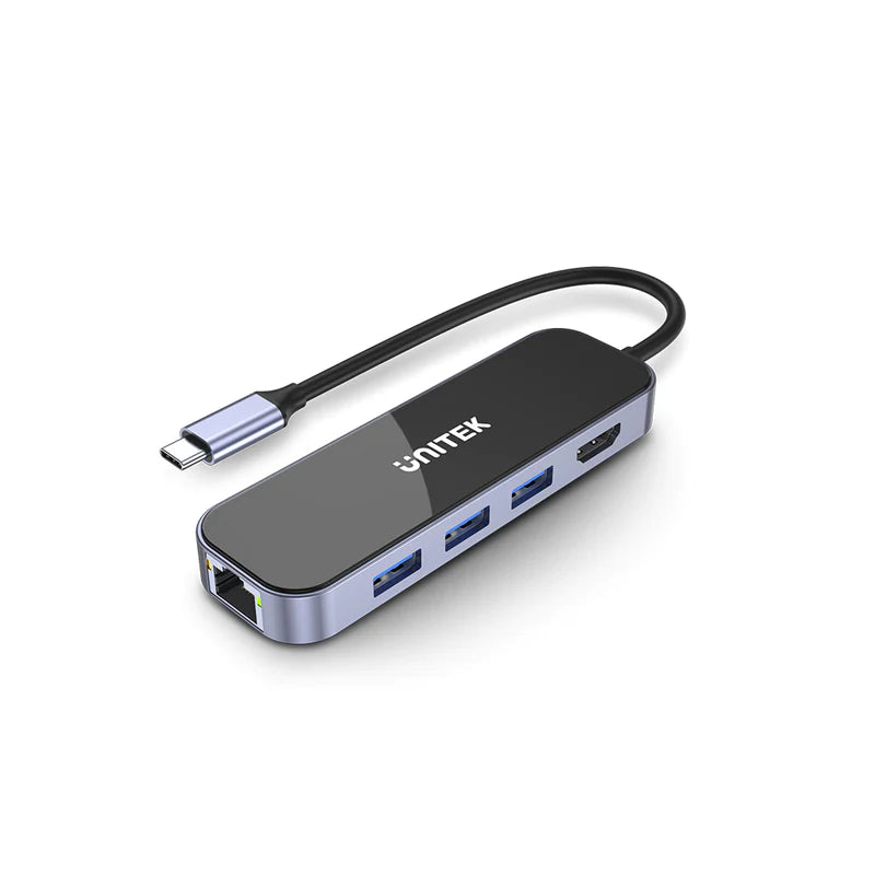 Unitek D1084A uHUB H6 Gloss 6-in-1 USB-C Ethernet Hub With HDMI and 100W Power Delivery Unitek D1084A uHUB H6 Gloss 6-in-1 USB-C Ethernet Hub With HDMI and 100W Power Delivery